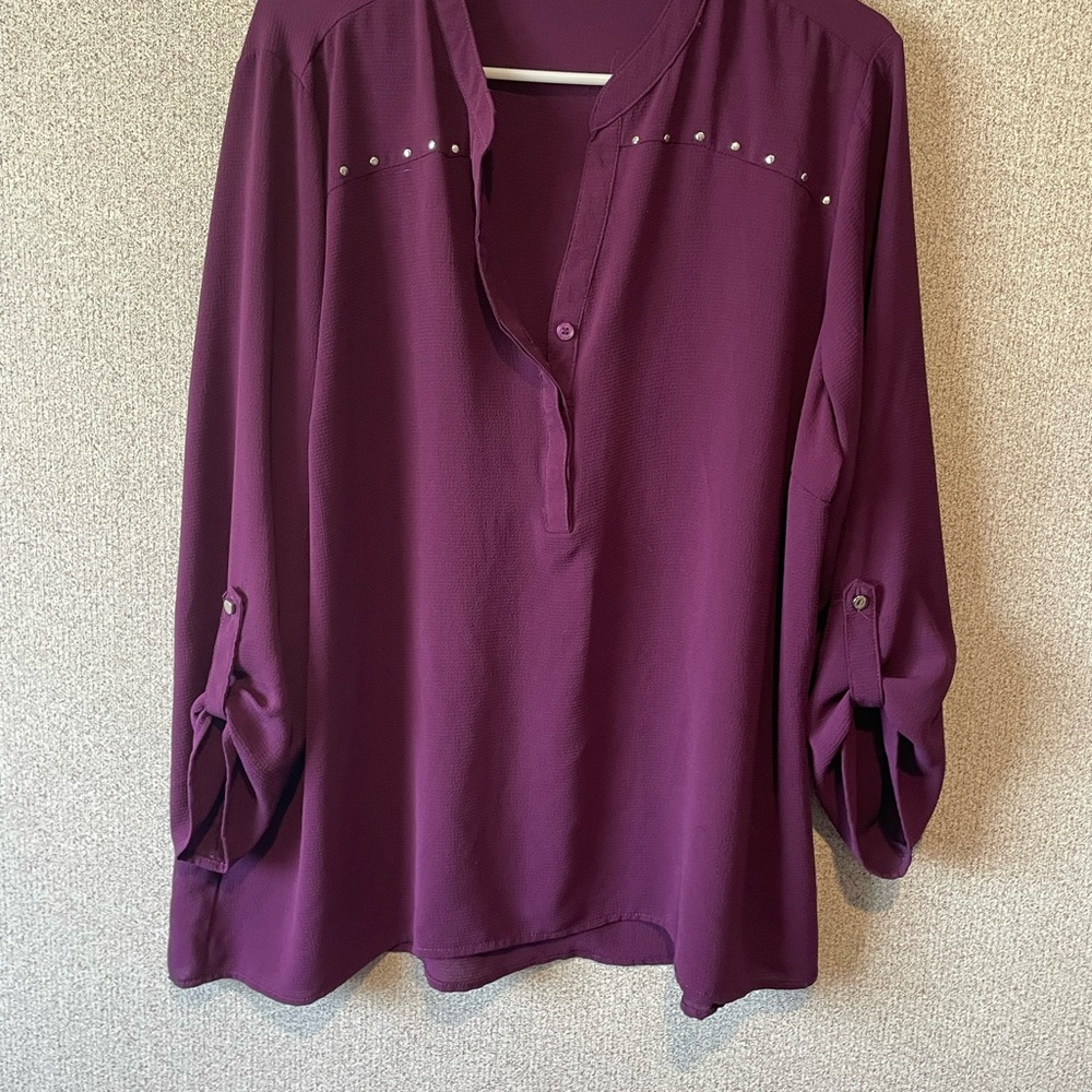 Valerie Stevens Purple Blouse with Stud Accents